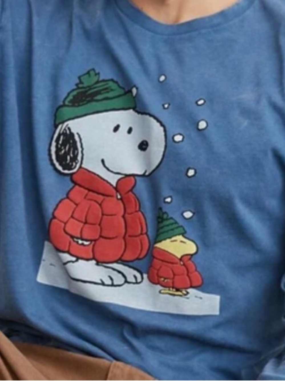 American Eagle Outfitters Blue Snoopy & Woodstock Graphic Long Sleeve Tee